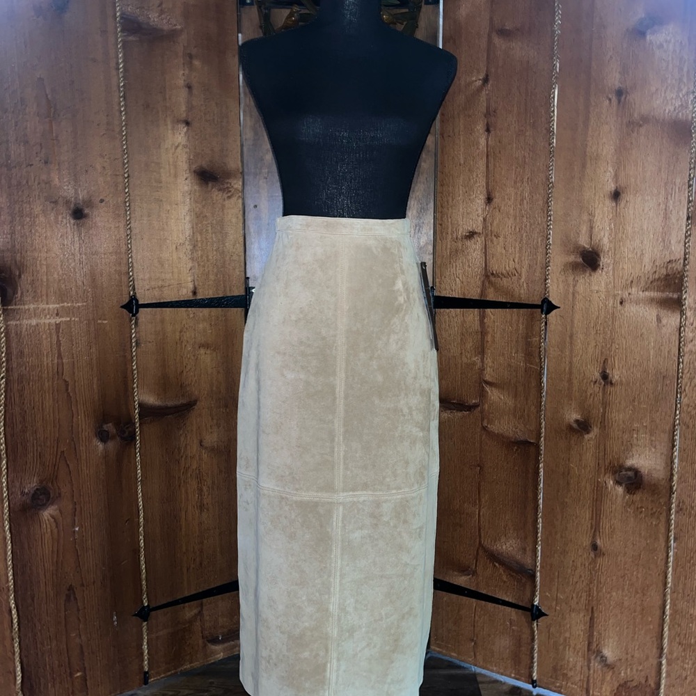 Tan Suede Midi Skirt